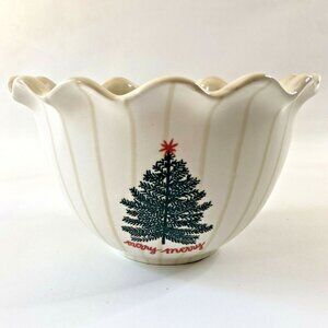 Coton Colors Merry Tree Bowl Christmas Ruffled Edge 9 Inches